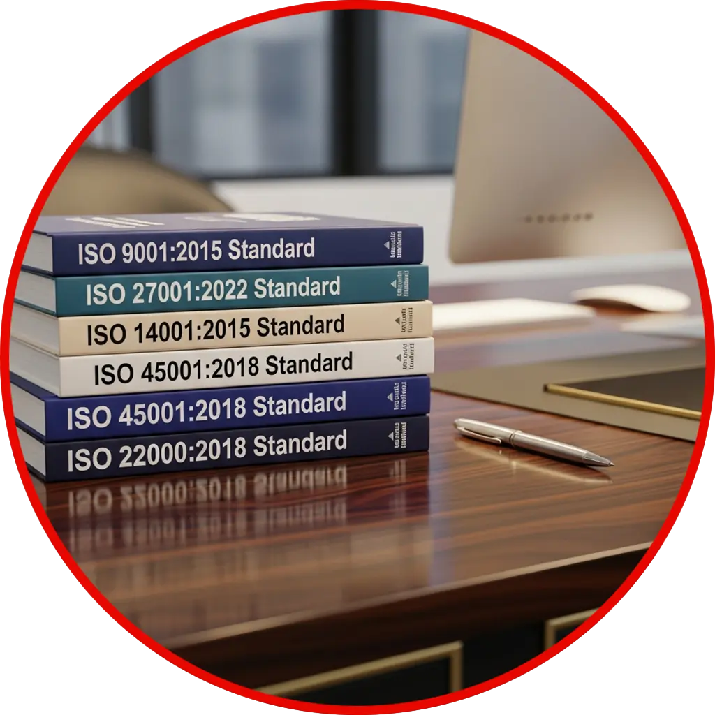 Libros sobre Certificacion de Normas ISO, QFS Certification, Norma ISO 9001: 2015, Norma ISO 27001: 2022, Norma ISO 14001: 2015 y Norma ISO 45001: 2018.